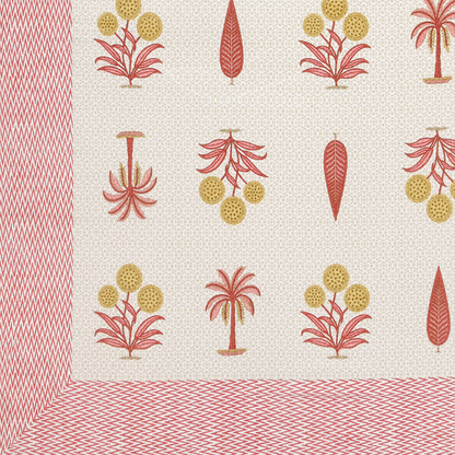 Gulmohar Peach Palms Pure Cotton Double Bedsheet with 2 Pillow Covers