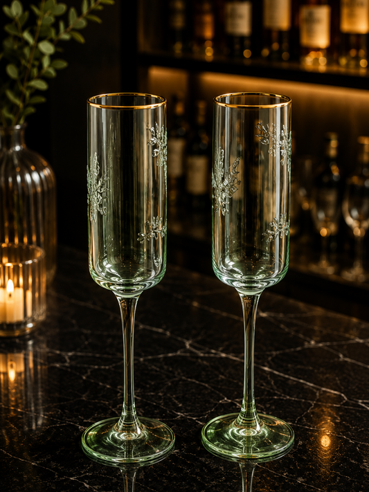 Celeste Champagne Flute Glasses (Set Of 6)