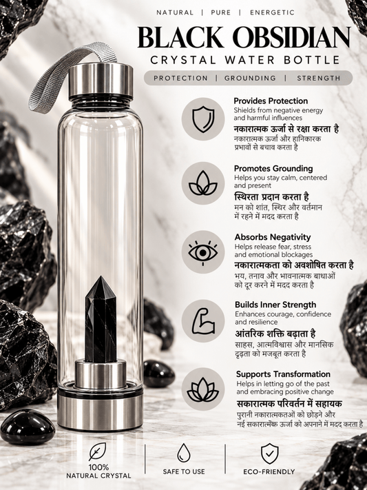 Black Obsidian Crystal Water Bottle