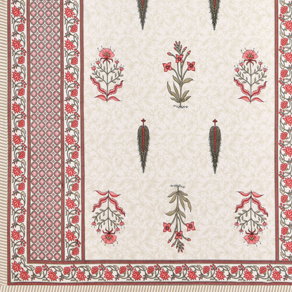 Gulmohar Madhubani Mist Pure Cotton Double Bedsheet with 2 Pillow Covers