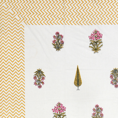 Kalakriti Mustard Mirage Pure Cotton Double Bedsheet with 2 Pillow Covers