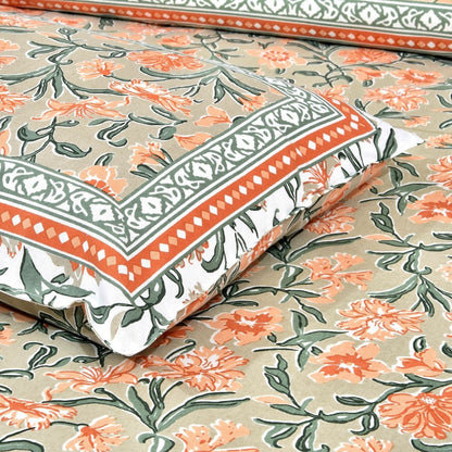 Gulistan Garden – Ethnic Jaipuri Printed Bedsheet Set with Pillow Covers