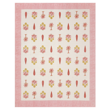 Gulmohar Peach Palms Pure Cotton Double Bedsheet with 2 Pillow Covers