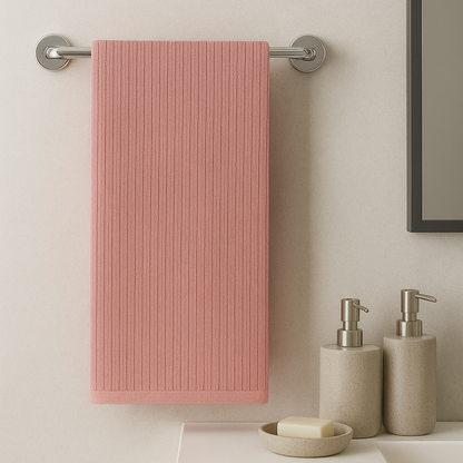 Rosewood Pink - Solid Waffle Cotton Soft Towel Set : 1 Bath Towel and 2 Hand Towels