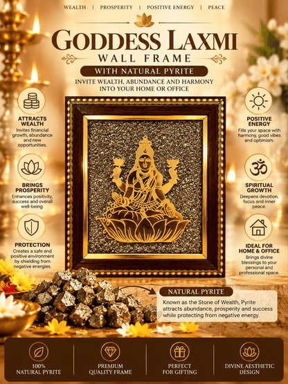 Goddess Laxmi Frame with Natural Pyrite