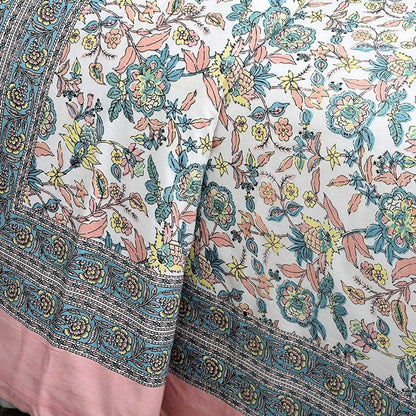 Jaipur Blossom Tale – Ethnic Jaipuri Printed Bedsheet Set with Pillow Covers
