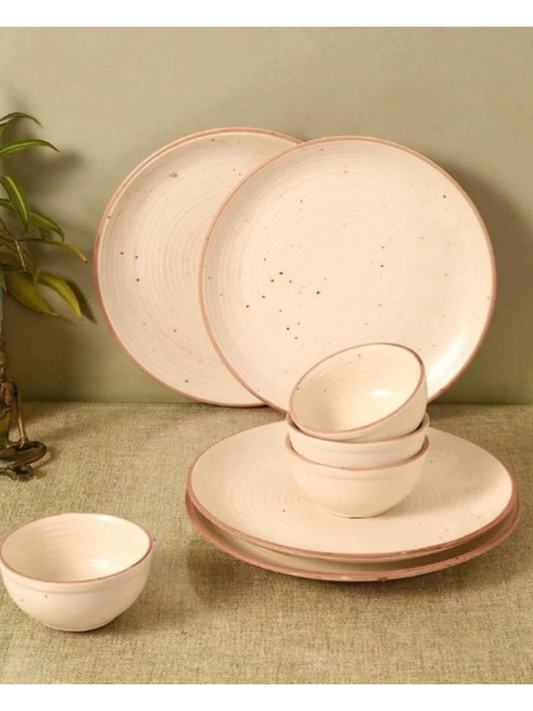 Blush Rim Studio Pottery Ceremic Dinner Set