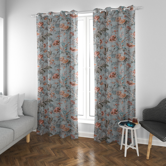 CORAL SKY ANOKHI HOME WINDOW CURTAIN 7 FEET LONG X 3.75 WIDTH