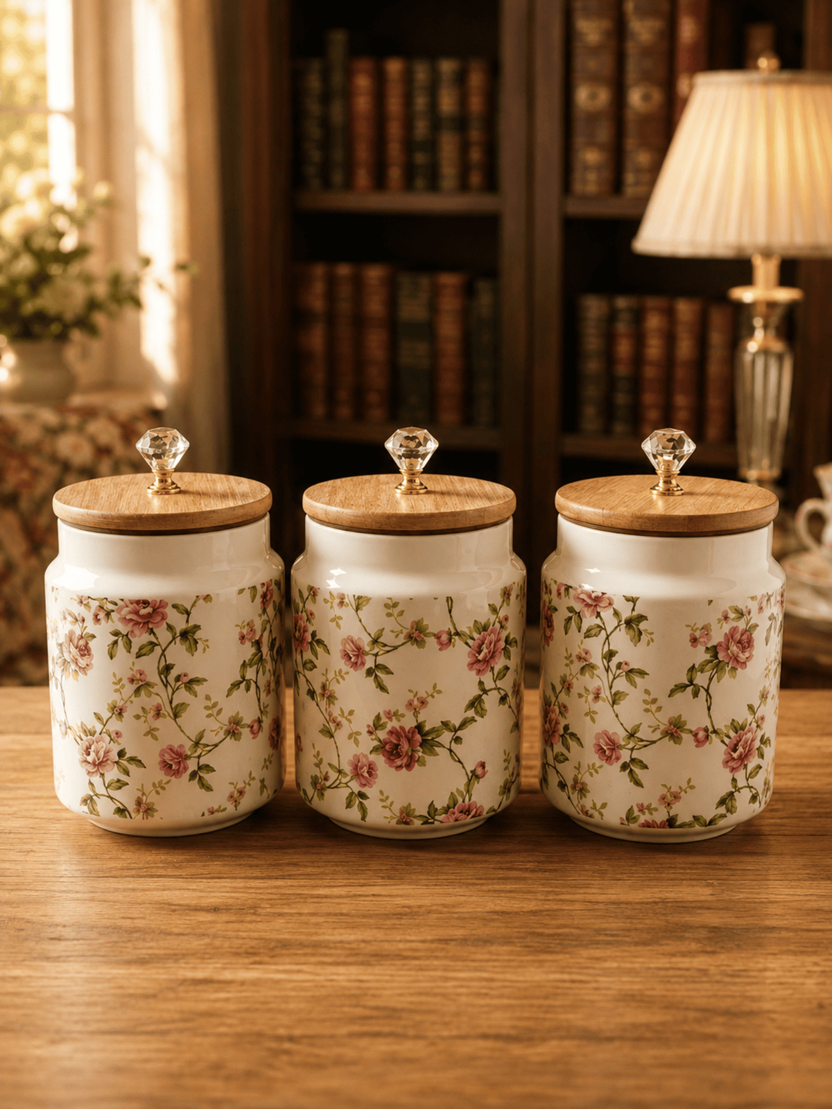 Vintage Rose Storage Jar Set