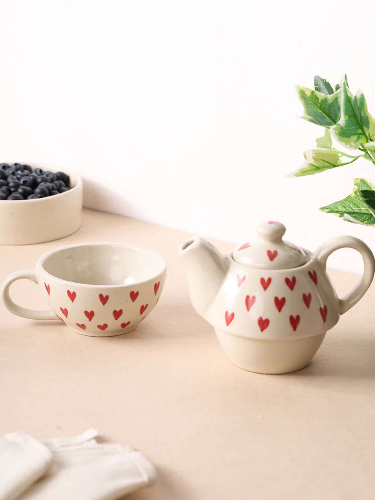 Handcrafted Heart Kettle with Mug