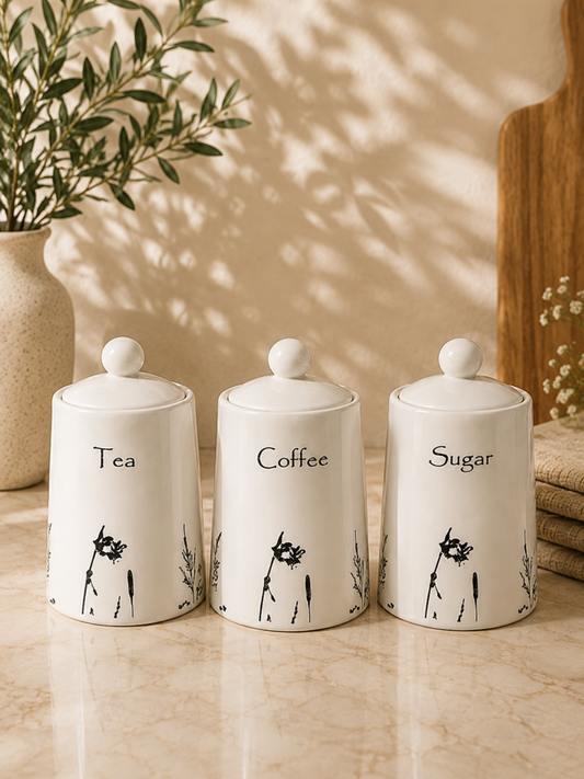 Botanical Bloom Ceramic Canister Set (Set of 3)