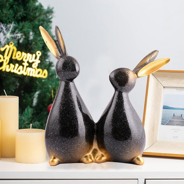 Whimsical Rabbit Couple Figurine