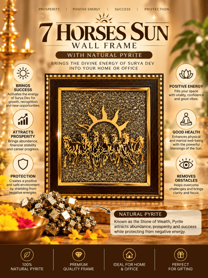 7 Horses Sun Frame with Natural Pyrite