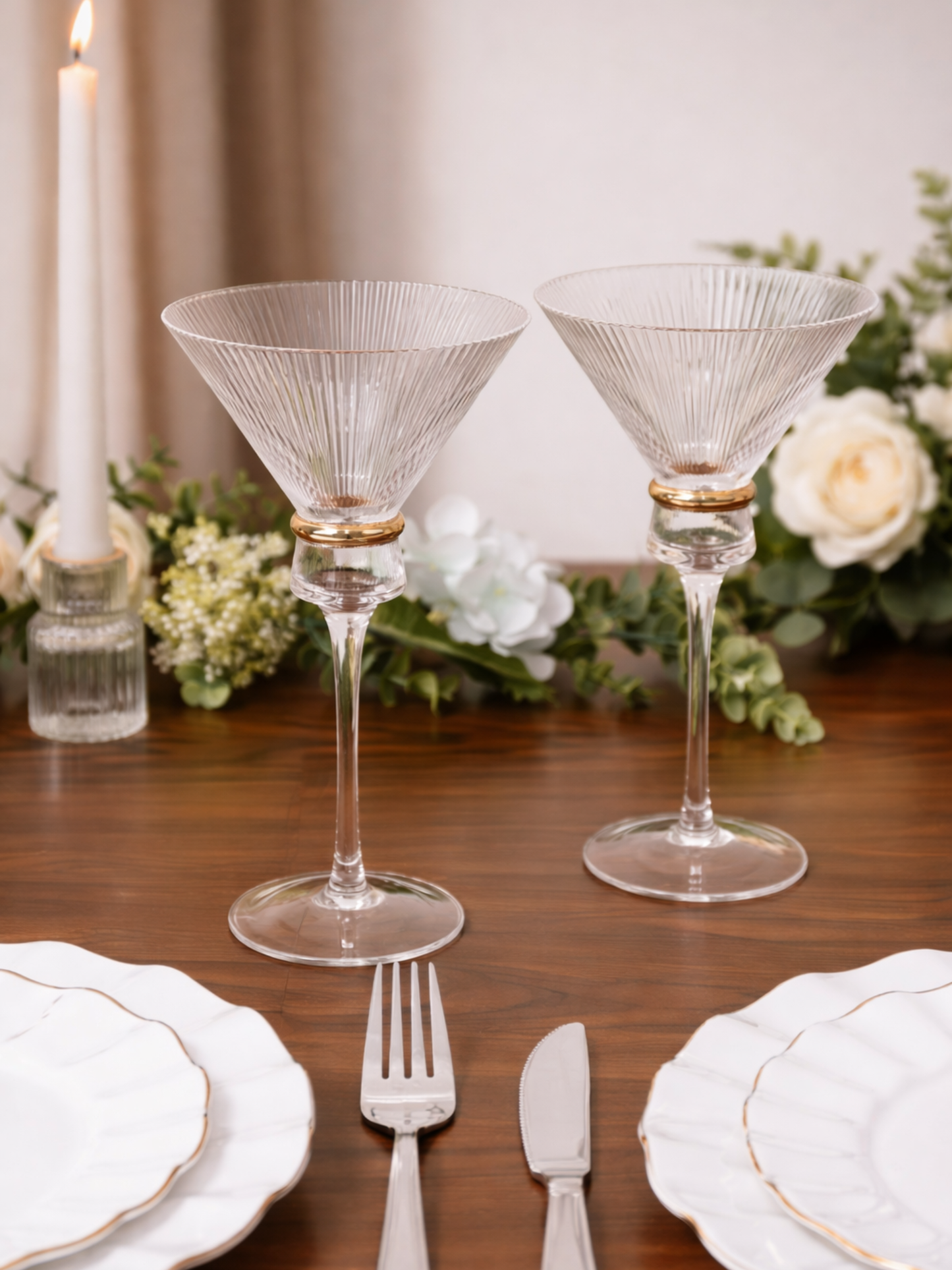 Aurora Ribbed Martini Glass