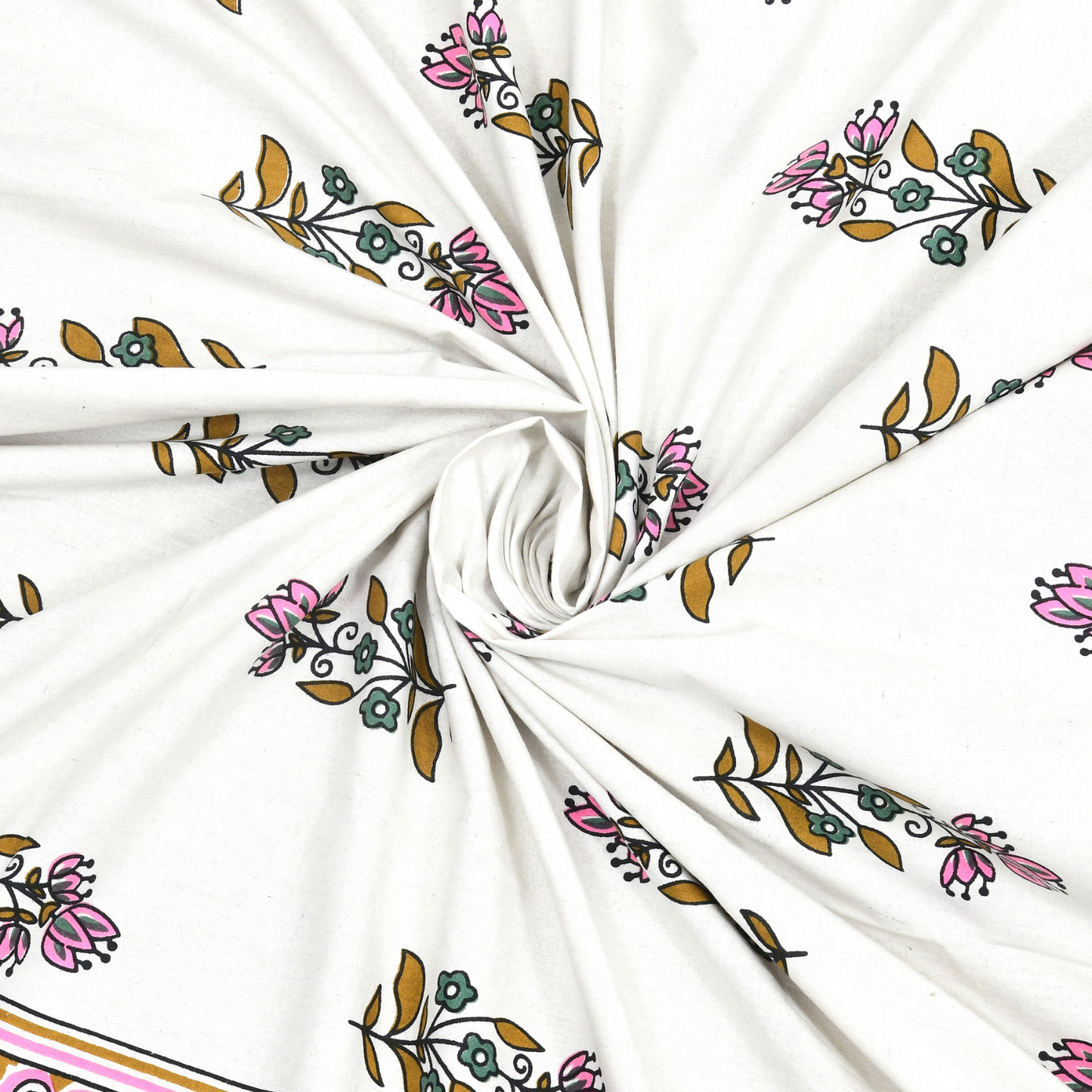 Kalakriti Gulbahar Grace Pure Cotton Double Bedsheet with 2 Pillow Covers