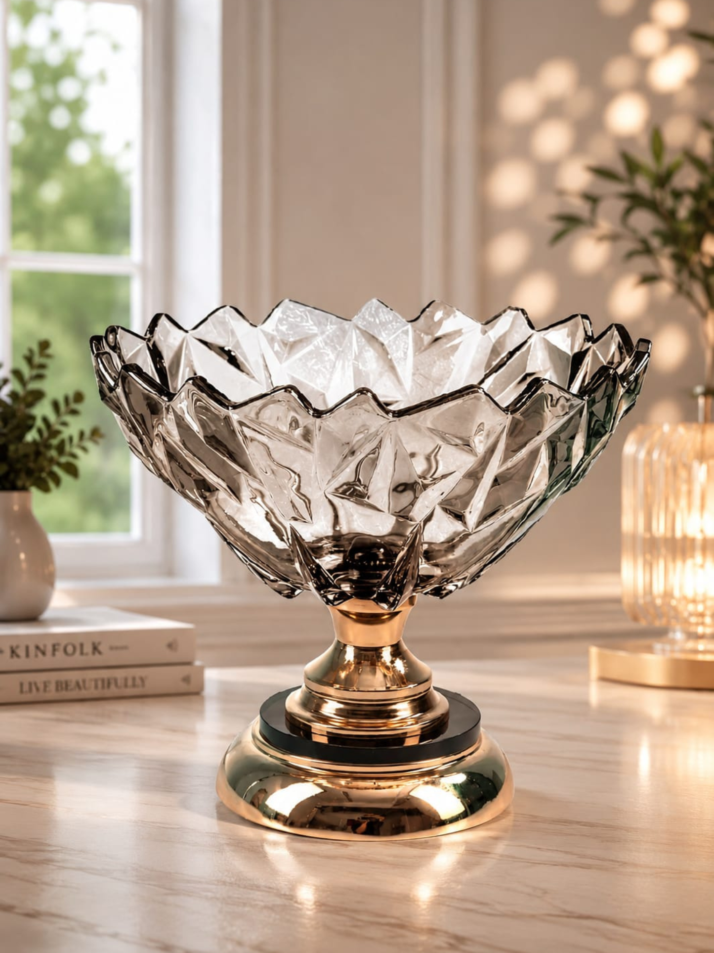Crystal Prism Pedestal Bowl