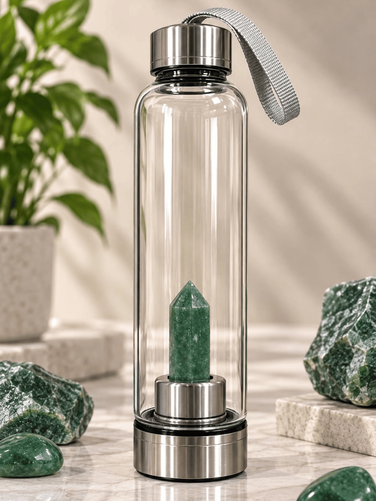 Green Aventurine Crystal Water Bottle
