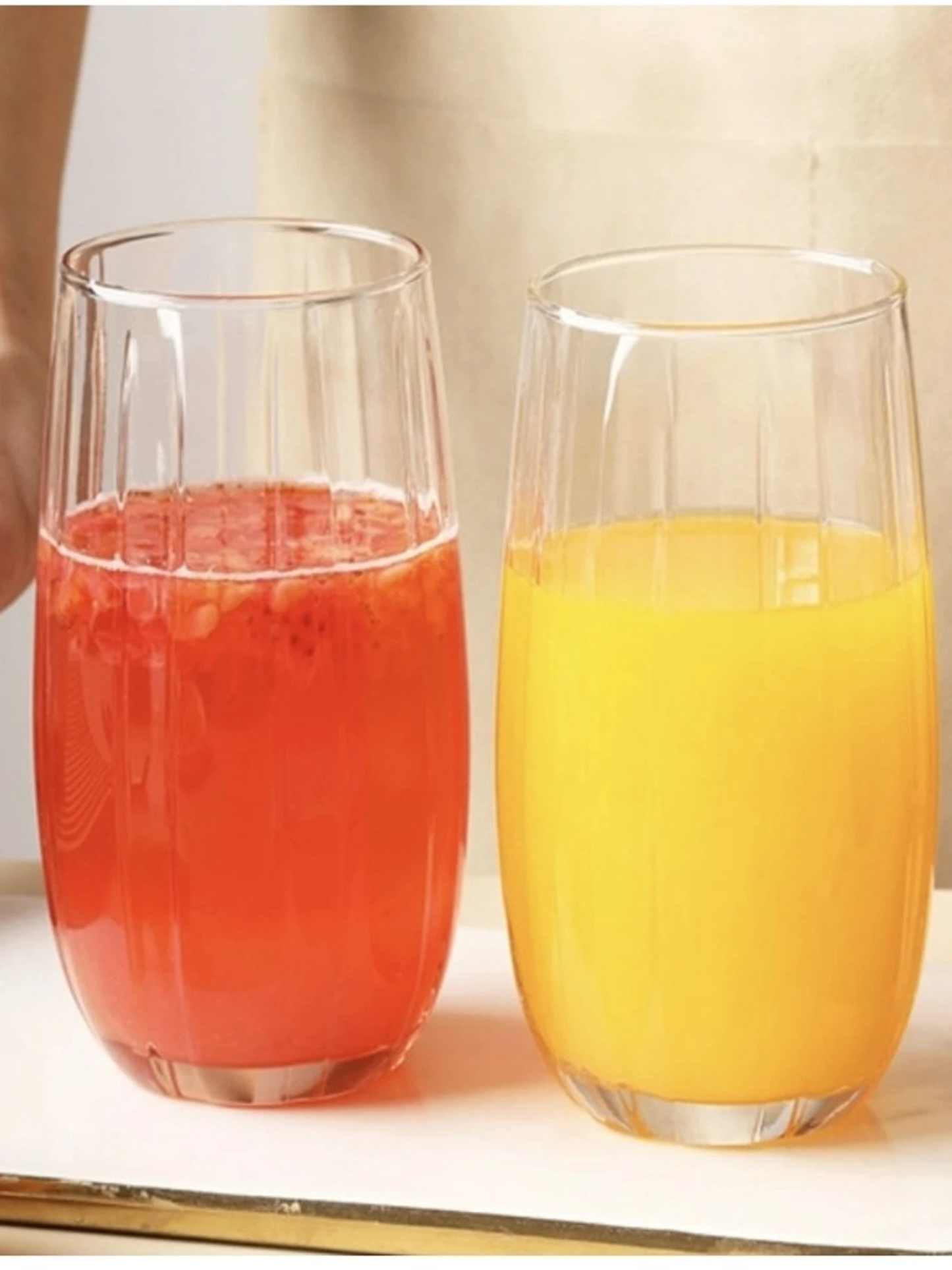 Luxe Tall Ribbed Glass Set Of 6 (400 ML)