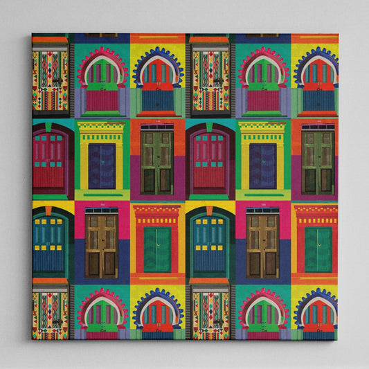Grid Of Doors Canvas