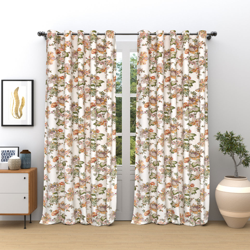 TANGERINE TRAILS ANOKHI HOME WINDOW CURTAIN 9 FEET LONG X 3.75 WIDTH PAIR