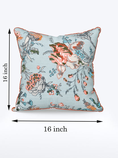 Coral Sky Anokhi Cotton Cushion Covers - 16x16 Inches
