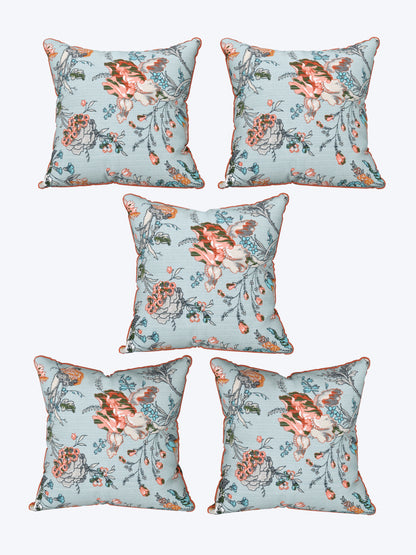 Coral Sky Anokhi Cotton Cushion Covers - 16x16 Inches