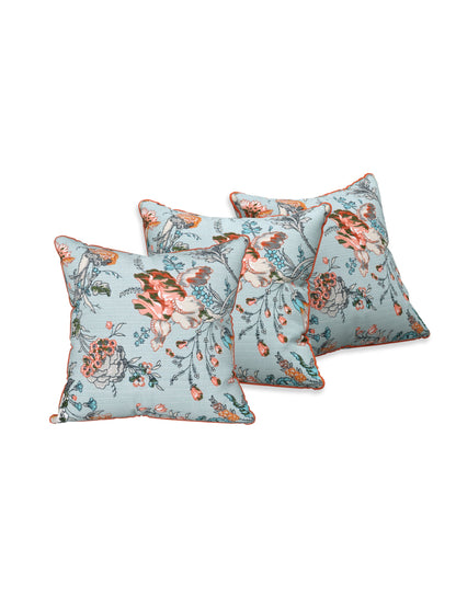 Coral Sky Anokhi Cotton Cushion Covers - 16x16 Inches