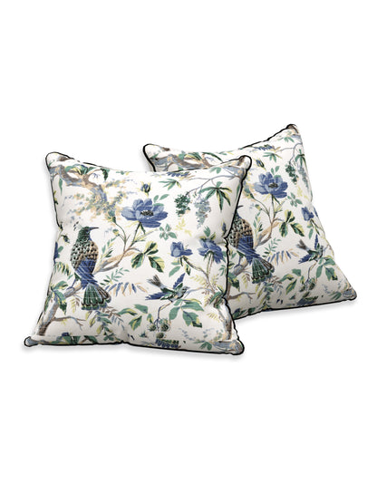 Bluebird Botanica Anokhi Cotton Cushion Covers - 16x16 Inches