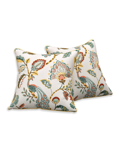 Paisley Charm Anokhi Cotton Cushion Covers - 16x16 Inches