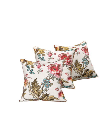 Ornate Blossom Anokhi Cotton Cushion Covers - 16x16 Inches