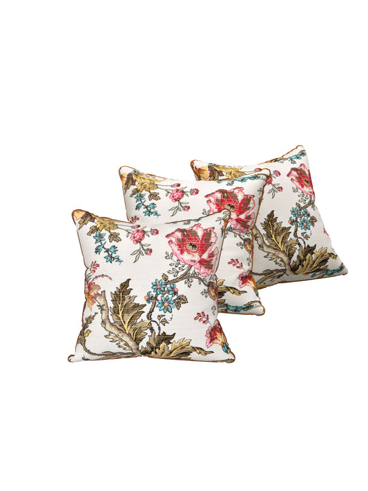 Ornate Blossom Anokhi Cotton Cushion Covers - 16x16 Inches