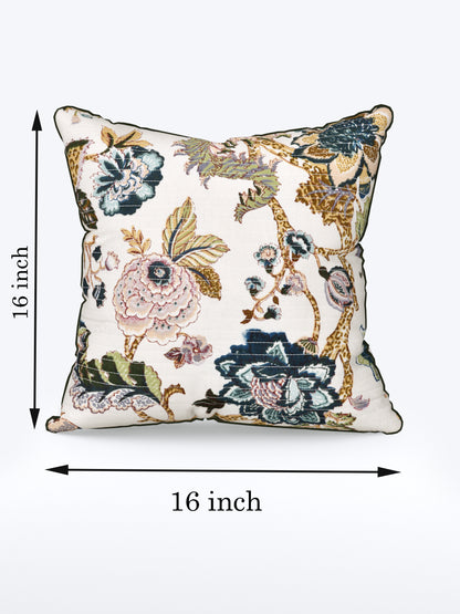 Dusky Petals Anokhi Cotton Cushion Covers - 16x16 Inches