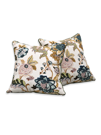 Dusky Petals Anokhi Cotton Cushion Covers - 16x16 Inches