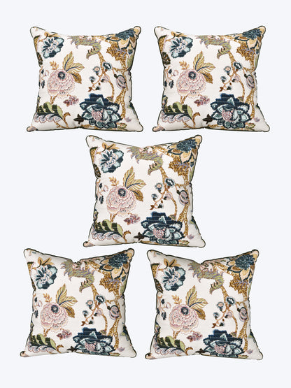 Dusky Petals Anokhi Cotton Cushion Covers - 16x16 Inches