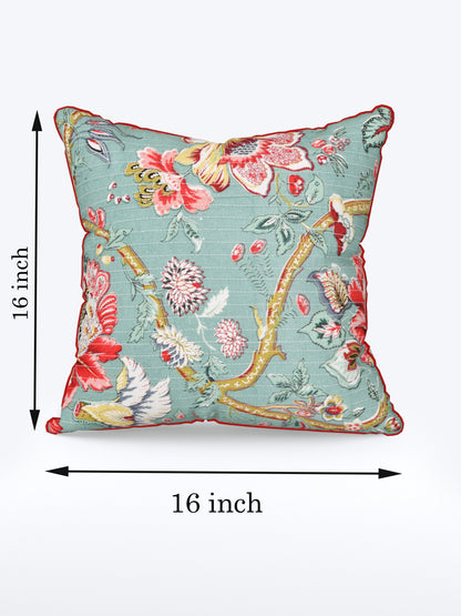Azure Petals Anokhi Cotton Cushion Covers - 16x16 Inches