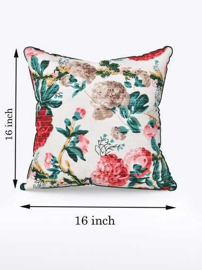 Rosette Bloom Anokhi Cotton Cushion Covers - 16x16 Inches