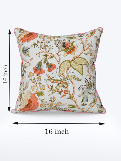 Tangerine Trails Anokhi Cotton Cushion Covers - 16x16 Inches