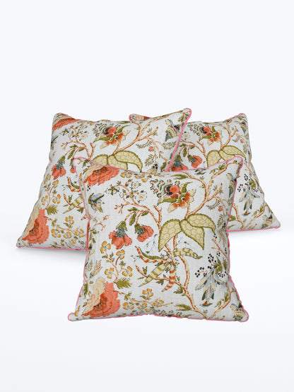 Tangerine Trails Anokhi Cotton Cushion Covers - 16x16 Inches