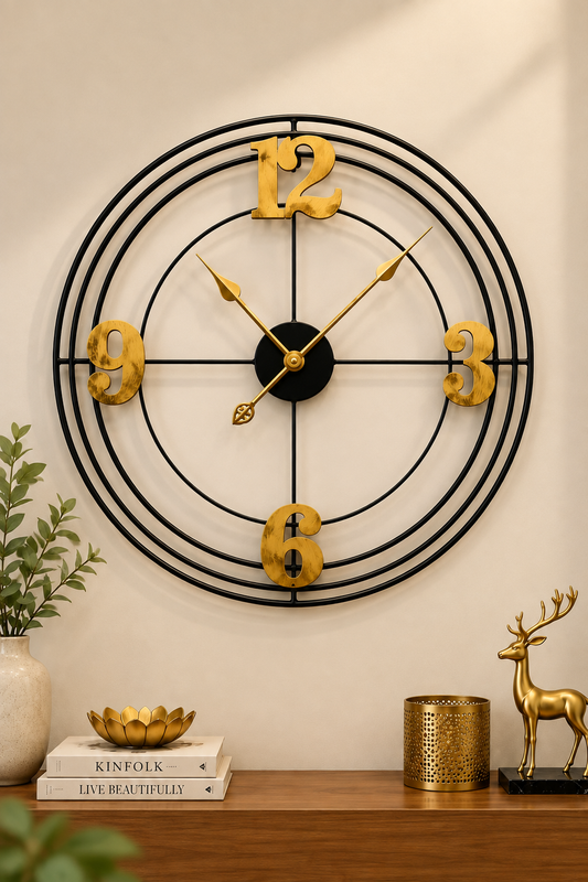Golden Elegance Round Wall Clock