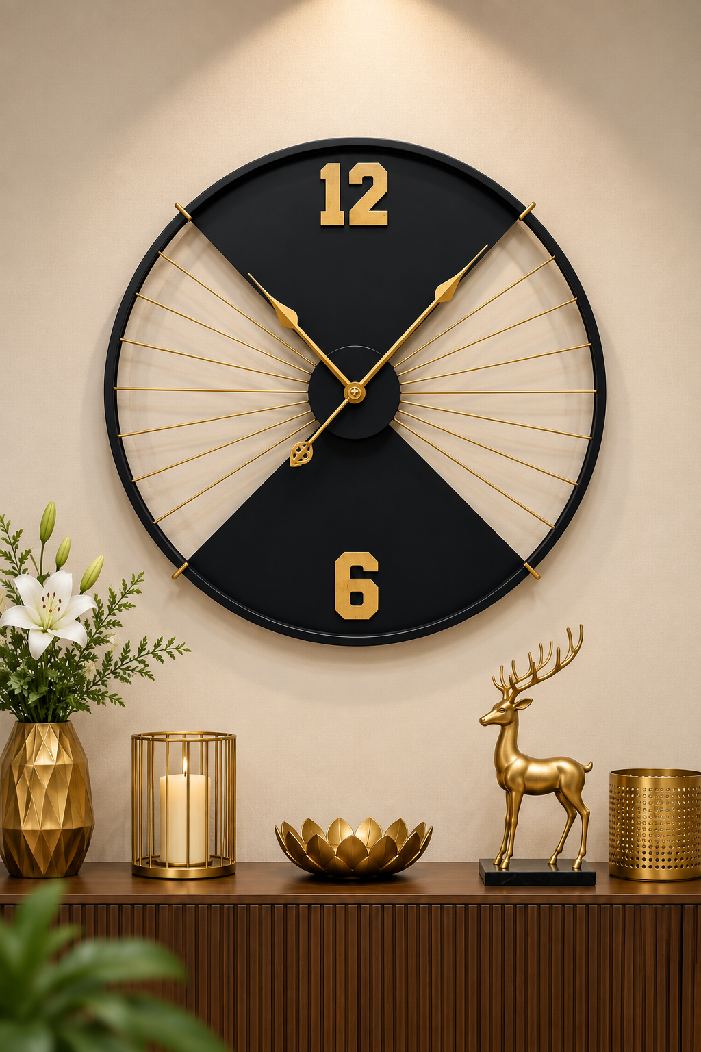 Midnight Gold Minimalist Wall Clock