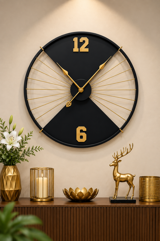 Midnight Gold Minimalist Wall Clock