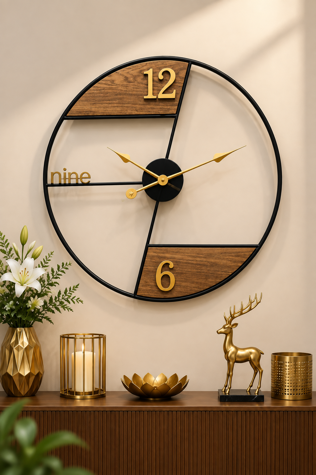 Rustic Luxe Geometric Wall Clock