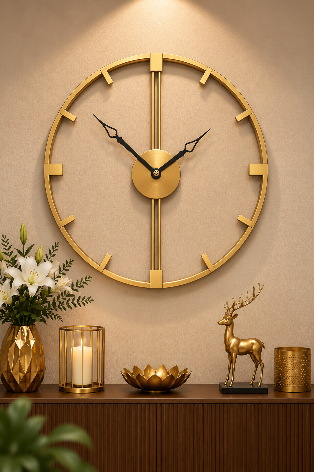 Golden Minimalist Round Wall Clock