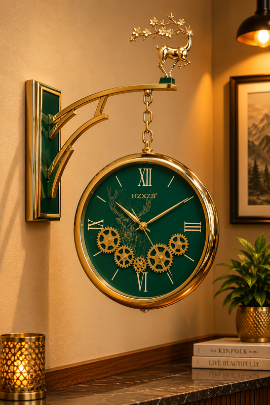 Emerald Royal Deer Hanging Wall Clock