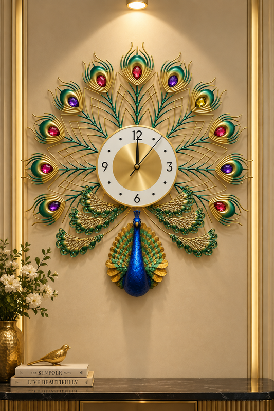 Royal Peacock Elegance Wall Clock