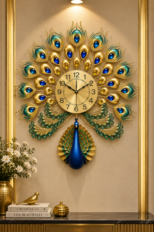 Royal Emerald Peacock Luxury Wall Clock