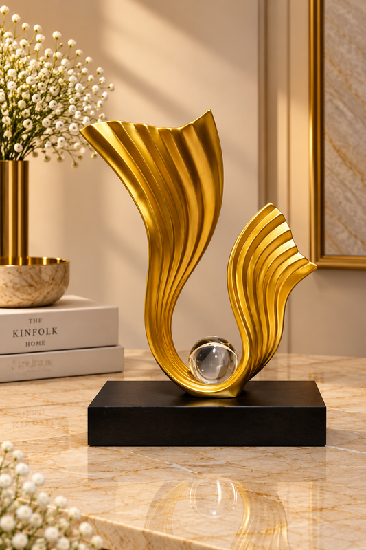 Golden Wave Crystal Showpiece