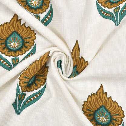 Turquoise Leaf Waffle Towel Set