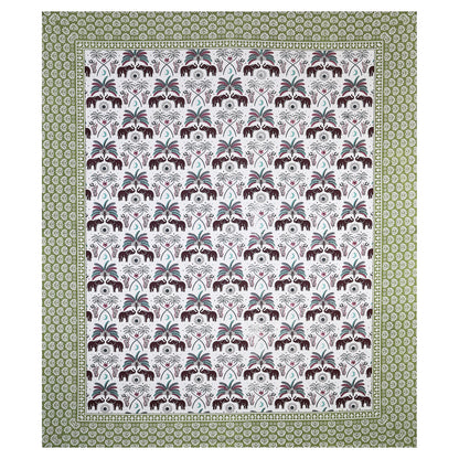 Royal Elephant Parade – Premium Cotton Jaipuri Printed Double Bedsheet with 2 Pillow Covers