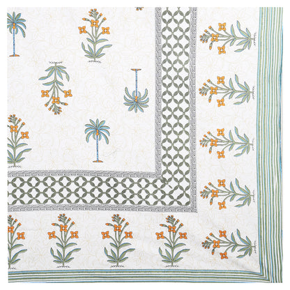 Banyan Bliss – Premium Cotton Jaipuri Printed Double Bedsheet with 2 Pillow Covers